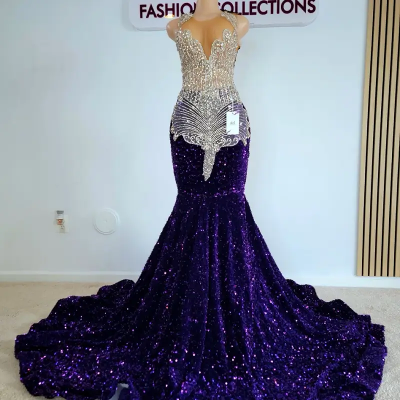 Beaded Pleated Off-Shoulder Velvet Prom Dress-Custom Made in Maryland